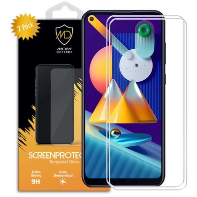 2-Pack Samsung Galaxy A11 / M11 Screenprotectors, MobyDefend Case-Friendly Gehard Glas Screensavers