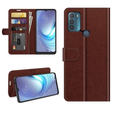 Motorola Moto G50 Hoesje, MobyDefend Wallet Book Case (Sluiting Achterkant), Bruin