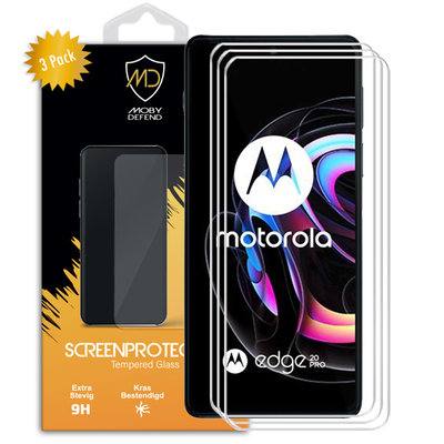 3-Pack Motorola Edge 20 Pro Screenprotectors, MobyDefend Case-Friendly Gehard Glas Screensavers