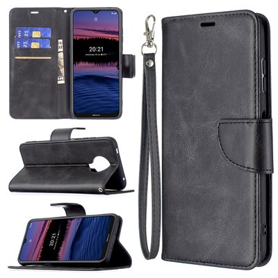 Nokia G10 / Nokia G20 Hoesje, MobyDefend Wallet Book Case Met Koord, Zwart