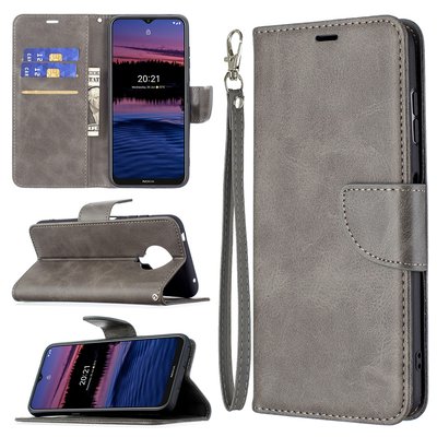 Nokia G10 / Nokia G20 Hoesje, MobyDefend Wallet Book Case Met Koord, Grijs
