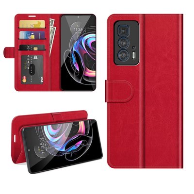 Motorola Edge 20 Pro Hoesje, MobyDefend Wallet Book Case (Sluiting Achterkant), Rood