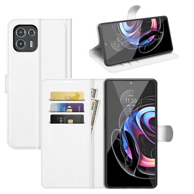 Motorola Edge 20 Lite Hoesje, MobyDefend Kunstleren Wallet Book Case, Wit