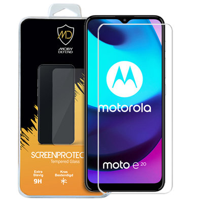 Motorola Moto E20 Screenprotector, MobyDefend Case-Friendly Gehard Glas Screensaver
