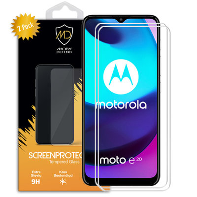 2-Pack Motorola Moto E20 Screenprotectors, MobyDefend Case-Friendly Gehard Glas Screensavers