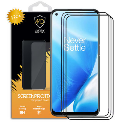 3-Pack OnePlus Nord N20 Screenprotectors, MobyDefend Gehard Glas Screensavers, Zwarte Randen