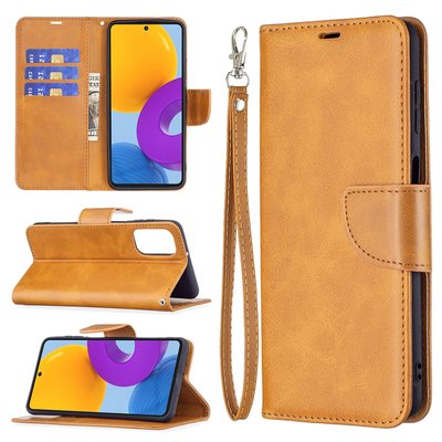 Samsung Galaxy M52 Hoesje, MobyDefend Wallet Book Case Met Koord, Lichtbruin