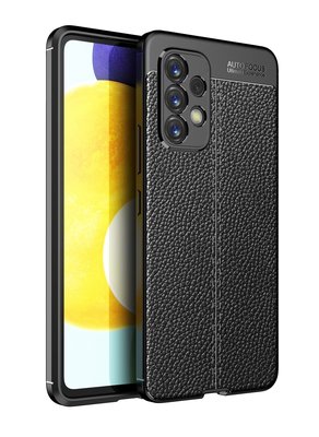 Samsung Galaxy A53 Hoesje, MobyDefend TPU Gelcase, Lederlook, Zwart