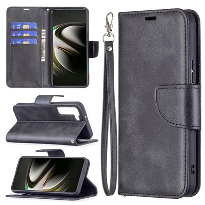 Samsung Galaxy S22 Hoesje, MobyDefend Wallet Book Case Met Koord, Zwart