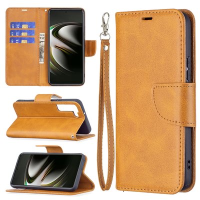 Samsung Galaxy S22 Hoesje, MobyDefend Wallet Book Case Met Koord, Lichtbruin