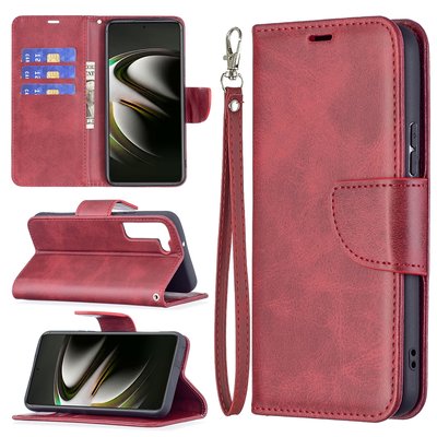 Samsung Galaxy S22 Hoesje, MobyDefend Wallet Book Case Met Koord, Rood