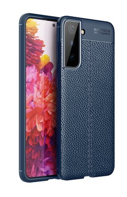 Samsung Galaxy S22 Hoesje, MobyDefend TPU Gelcase, Lederlook, Navy Blauw