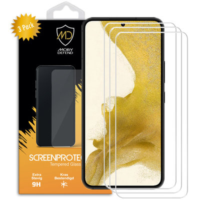 3-Pack Samsung Galaxy S22 Screenprotectors, MobyDefend Case-Friendly Gehard Glas Screensavers