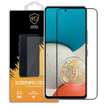 Samsung Galaxy A53 Screenprotector, MobyDefend Gehard Glas Screensaver, Zwarte Randen