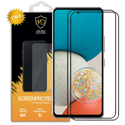 2-Pack Samsung Galaxy A53 Screenprotectors, MobyDefend Gehard Glas Screensavers, Zwarte Randen