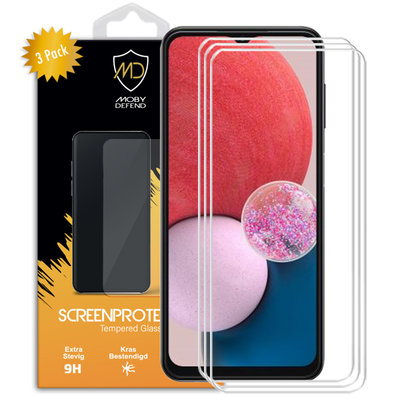 3-Pack Samsung Galaxy A13 (4G) Screenprotectors, MobyDefend Case-Friendly Gehard Glas Screensavers