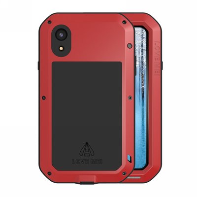 Apple iPhone XR hoes, Love Mei, metalen extreme protection case, Rood