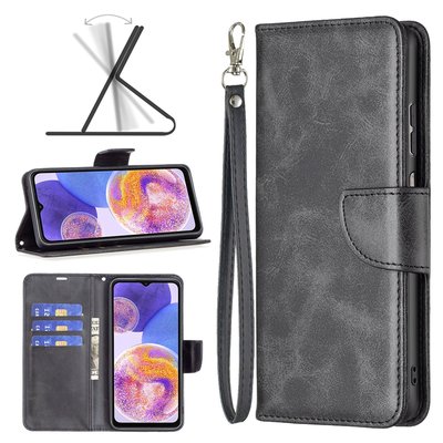 Samsung Galaxy A13 (4G) Hoesje, MobyDefend Wallet Book Case Met Koord, Zwart