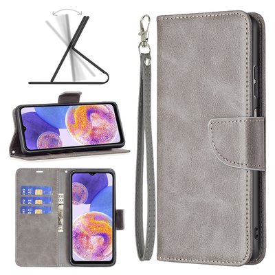 Samsung Galaxy A13 (4G) Hoesje, MobyDefend Wallet Book Case Met Koord, Grijs