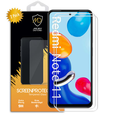 2-Pack Xiaomi Redmi Note 11 / Note 11S Screenprotectors, MobyDefend Case-Friendly Gehard Glas Screensavers