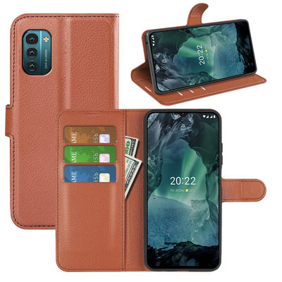Nokia G11 / Nokia G21 Hoesje, MobyDefend Kunstleren Wallet Book Case (Sluiting Voorkant), Bruin