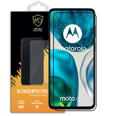 Motorola Moto G52 Screenprotector, MobyDefend Gehard Glas Screensaver, Zwarte Randen