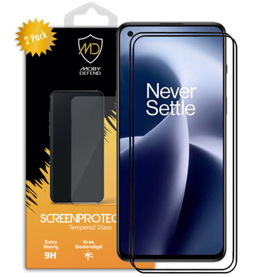 2-Pack OnePlus Nord 2T Screenprotectors, MobyDefend Gehard Glas Screensavers, Zwarte Randen