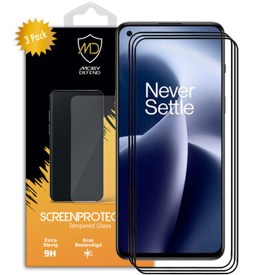 3-Pack OnePlus Nord 2T Screenprotectors, MobyDefend Gehard Glas Screensavers, Zwarte Randen