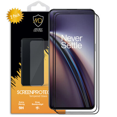 2-Pack OnePlus Nord CE 2 screenprotectors, MobyDefend Gehard Glas Screensavers, Zwarte Randen
