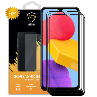 3-Pack Samsung Galaxy M13 / M23 Screenprotectors, MobyDefend Gehard Glas Screensavers, Zwarte Randen