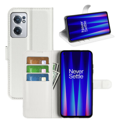 OnePlus Nord CE 2 Hoesje, MobyDefend Kunstleren Wallet Book Case (Sluiting Voorkant), Wit