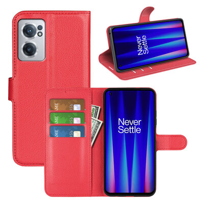 OnePlus Nord CE 2 Hoesje, MobyDefend Kunstleren Wallet Book Case (Sluiting Voorkant), Rood