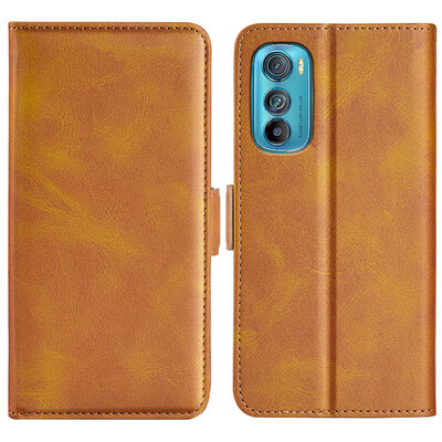 Motorola Edge 30 Hoesje, MobyDefend Luxe Wallet Book Case (Sluiting Zijkant), Lichtbruin