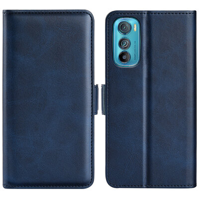 Motorola Edge 30 Hoesje, MobyDefend Luxe Wallet Book Case (Sluiting Zijkant), Blauw