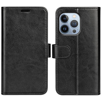 iPhone 14 Pro Max Hoesje, MobyDefend Wallet Book Case (Sluiting Achterkant), Zwart