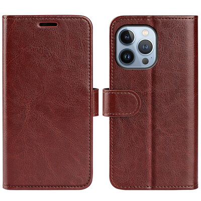 iPhone 14 Pro Max Hoesje, MobyDefend Wallet Book Case (Sluiting Achterkant), Bruin