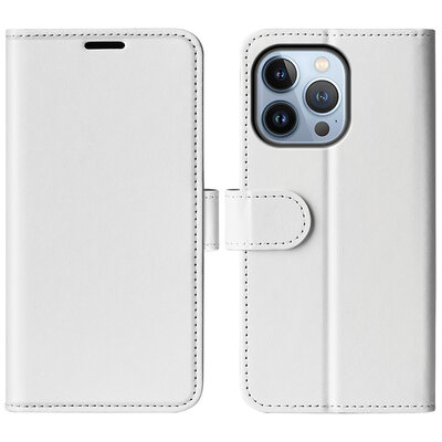 iPhone 14 Pro Max Hoesje, MobyDefend Wallet Book Case (Sluiting Achterkant), Wit