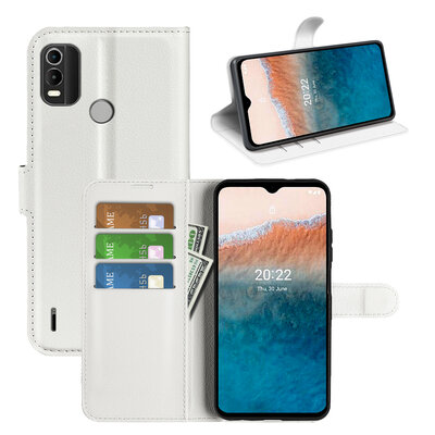 Nokia C21 Plus Hoesje, MobyDefend Kunstleren Wallet Book Case (Sluiting Voorkant), Wit