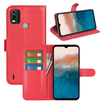 Nokia C21 Plus Hoesje, MobyDefend Kunstleren Wallet Book Case (Sluiting Voorkant), Rood