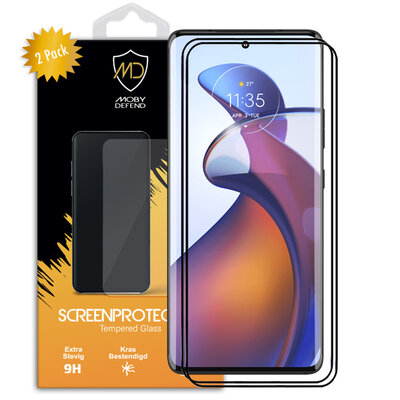 2-Pack Motorola Edge 30 Fusion Screenprotectors, MobyDefend Gehard Glas Screensavers, Zwarte Randen