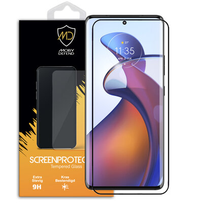 Motorola Edge 30 Fusion Screenprotector, MobyDefend Gehard Glas Screensaver, Zwarte Randen