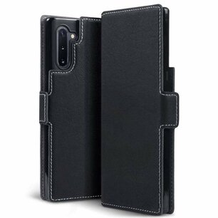 Samsung Galaxy Note 10 hoesje, MobyDefend slim-fit extra dunne bookcase, Zwart