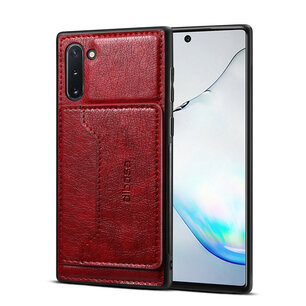 Samsung Galaxy Note 10 hoesje, Lederen gelcase met standaard en vakje voor pasje, rood