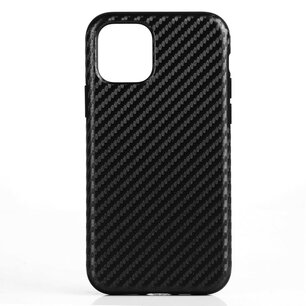 iPhone 11 Pro hoesje, gel case carbonlook, zwart