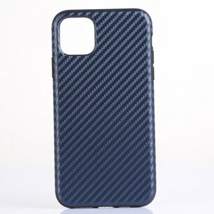 iPhone 11 Pro hoesje, gel case carbonlook, navy blauw