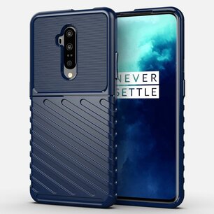 OnePlus 7T hoesje, gel case geribbelde structuur, blauw