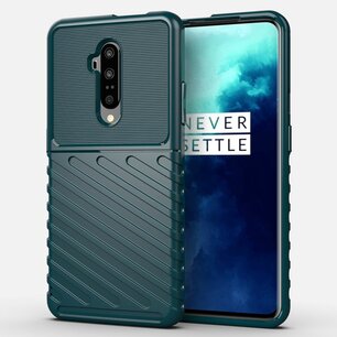 OnePlus 7T hoesje, gel case geribbelde structuur, groen