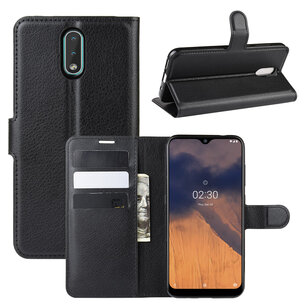 Nokia 2.3 hoesje, Wallet bookcase, Zwart