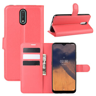 Nokia 2.3 hoesje, Wallet bookcase, Rood