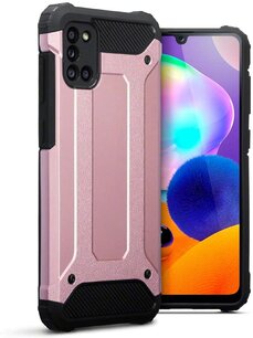 Samsung Galaxy A31 hoesje, Dubbel gelaagde pantsercase, Rosé goud